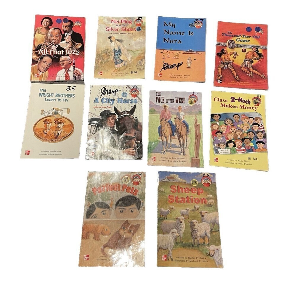 McGraw Hill Leveled BOOKS Lot of 10 Graded READERS Jazz, The West, Pets, Flight